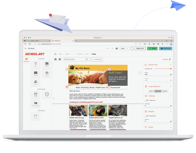 Open laptop displaying our responsive email design tool